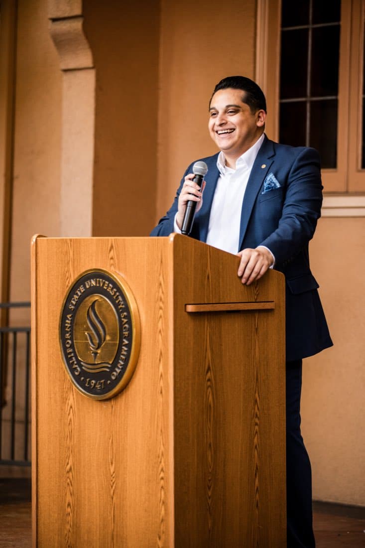 Speaker at a corporate event
